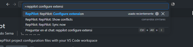 RepPilot commands in the VS Code Command Palette