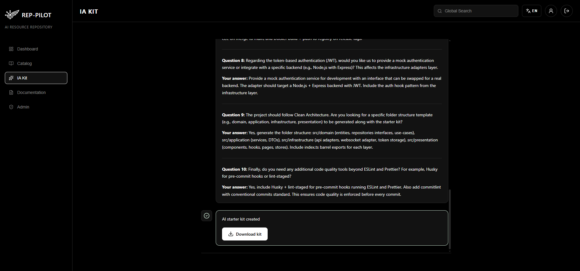 IA Kit — generated kit ready to download